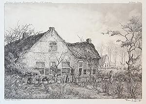 Etching/ets: "Oudste huis te Laren, Laren no. 7". Oldest house in Laren, 't Gooi.