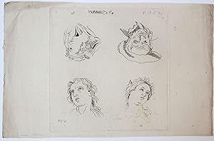 Drawing/tekening: Study of four character faces [three female and one male, N.4] (Studie van vier...