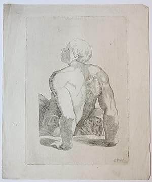 Etching/ets: Seated man, from behind. [From the Sistine Last Judgment] (zittende man, uit Michela...