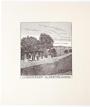 Wood engraving/Houtgravure of Leidschevaart bij Manpad, Heemstede. From the book: Eenentwintig ho...