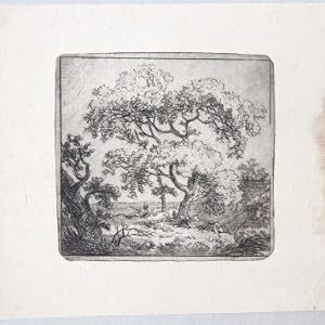 [Antique print, etching and aquatint] Landscape with trees (landschap met bomen), published ca. 1...