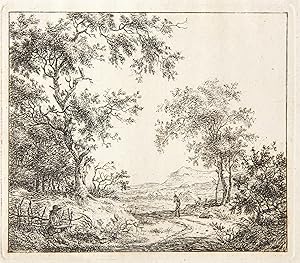 [Antique print, etching] An artist drawing in the open air in a landscape (Kunstenaar tekent in d...
