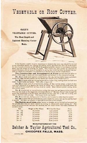 GALE'S VEGETABLE CUTTER . FARMER'S PATENT VEGETABLE CUTTER . WHITTEMORE'S CHAMPION VEGETABLE CUTTER