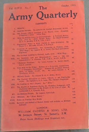The Army Quarterly: October 1933