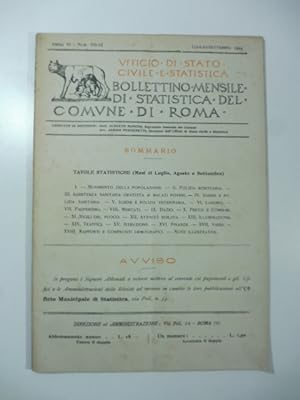 Bollettino mensile di statistica del comune di Roma luglio-settembre 1923