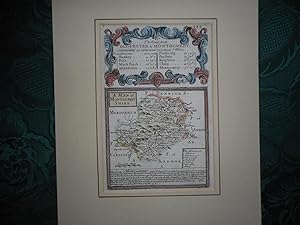 Original Owen & Bowen Antique Map of MONTGOMERYSHIRE. Circa. 1720 From Britannia Depicta, or ' Og...