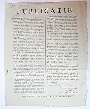 Pamphlet. Publicatie. Schepenen der stad Gorinchem en Lande van Arkel [].