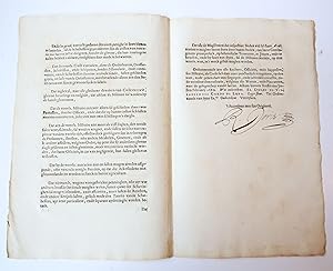 Pamphlet. Reglement. Syne Ex.tie Rapport gehadt hebbende van het vertoogh, aen deselve gedaen, va...