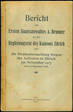 Bericht des Ersten Staatsanwaltes A.Brunner an den Regierungsrat des Kantons Zürich über die Stra...