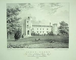 Fine Original Antique Lithograph Illustrating Oxney Court in Kent, Published in 1838.