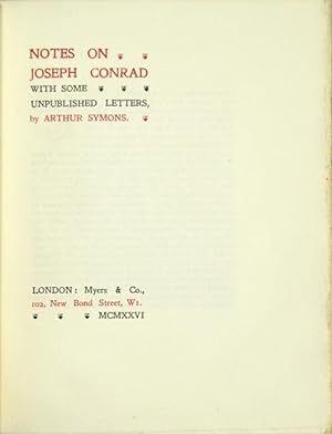 Notes on Joseph Conrad with some unpublished letters