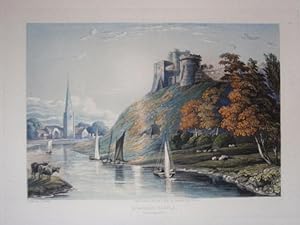 Original Hand Coloured Antique Aquatint Engraving Illustrating Kidwelly Castle in Caermarthenshir...