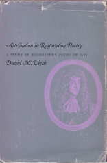 ATTRIBUTION IN RESTORATION POETRY, A Study of Rochester's Poems of 1680.