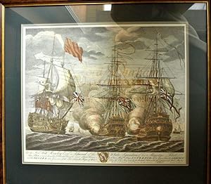 Battle of Cape Finisterre in 1747, HMS INTREPID Litho Print - 70 gun Man o' War captured by the E...