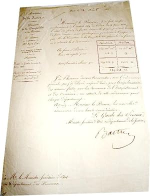 Lettre signée 1832 en-tête du ministère de la Justice par Félix BARTHE (1795-1863), ministre de l...