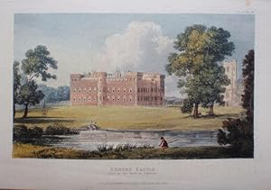 Original Single Hand Coloured Aquatint engraving Illustrating Enmore Castle in Somerset, The Seat...