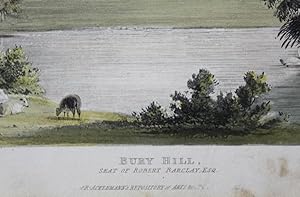 Original Single Hand Coloured Aquatint engraving Illustrating Bury Hill in Surrey, The Seat of Ro...