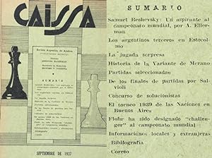 CAISSA. Revista Argentina de Ajedrez. Septiembre 1937, Año I, No. 8