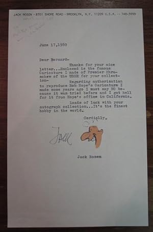 Typed Letter Signed with an original caricature