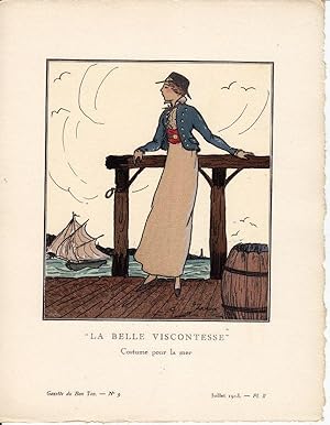 La Belle Viscontesse, Costume Pour La Mer. Illustration Gazette Du Bon Ton