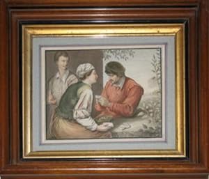 Card Players. Water color painting signed "Robert Theer 1847"