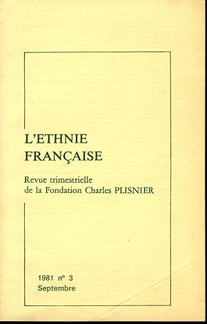 L'Ethnie française. Revue trimestrielle de la Fondation Charles Plisnier. N 3 Septembre 1981