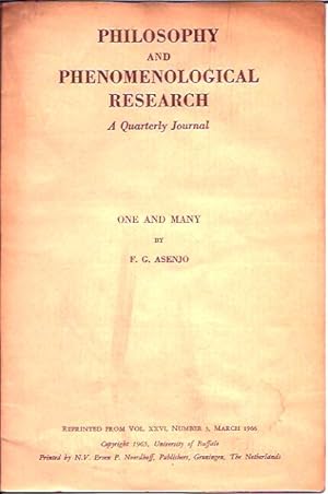 One and Many __ Philosophy and Phenomenological Research, A Quarterly Journal__Vol. XXVI