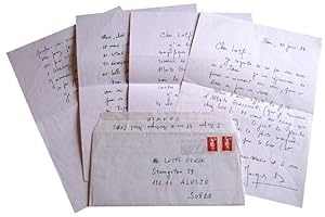 4 manuscript letters in French, sent to the poet and photographer Lütfi Özkök.