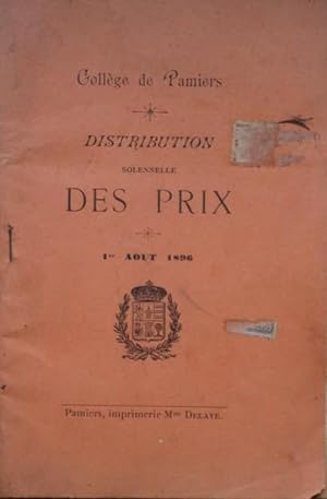 Collège de Pamiers Distribution solennelle des prix 1° août 1896
