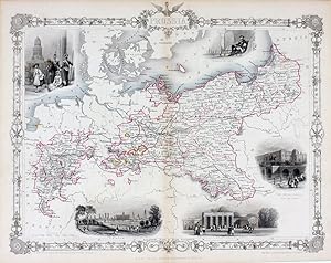 Prussia, antique map with vignette views