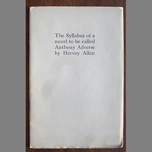 The Syllabus of a Novel to be Called Anthony Adverse Plus ALS to Noted Book Collector