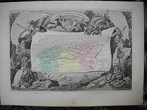 Carte de l'ALGÉRIE, COLONIE FRANÇAISE (extraite de l'Atlas National illustré des 89 Départements ...