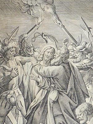 (L'arrestation de Jésus). Gravure originale du XVIIe siècle