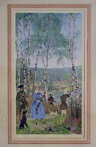 La chasseur au-dessus d'un village = [Hunting scene with a village below].