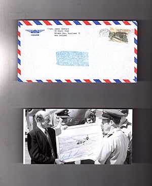 Vintage Signed Photograph with Posted Envelope, James Edward Sanders, New Zealand RNZAF World War...