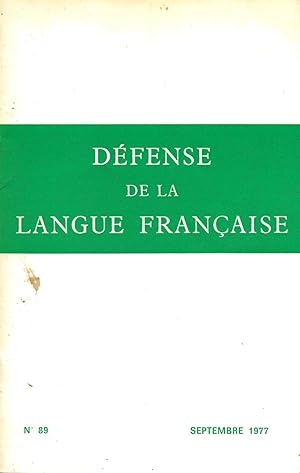 Revue Défense de la langue française n°89, septembre 1977