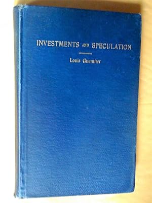 Investments and speculation, first edition