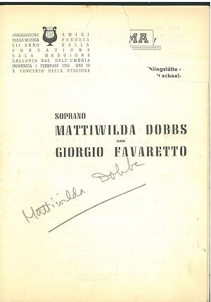 Firma autografa del soprano alla copertina del programma di sala del concerto svoltosi il 15 febb...