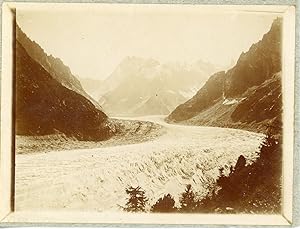 France, La mer de glace prise du Montenvers, ca.1900, vintage citrate print