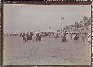 France, Normandie, La plage à Trouville, ca.1900, vintage citrate print