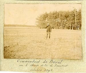 France, Commandant de Préval sur le champ de tir de Pierrepont, octobre 1898 vintage citrate print
