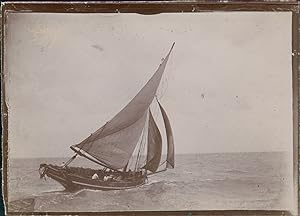 France, Normandie, Un voilier, ca.1900, vintage citrate print