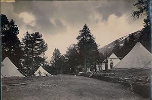 France, Exercice Militaire, Camp en montagne d'un régiment de chasseurs Alpins ca.1895 vintage si...