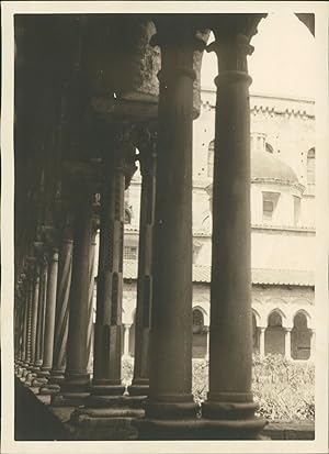 Sicile, Cloître de la cathédrale de Monreale, ca.1925, vintage silver print