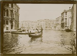 Italie, Venise, Vue du Grand Canal, les gondoles, 1903, vintage citrate print