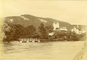 Suisse, Vue du château de Thun, ca.1900, vintage citrate print