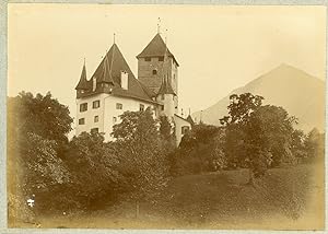 Suisse, Alpes bernoises, Château de Spiez, ca.1900, vintage citrate print