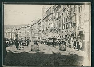 Italie, Florence, Vue d'une rue et ses immeubles, ca.1900, Vintage citrate print