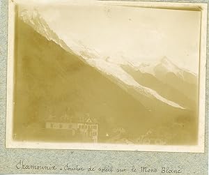 France, Chamonix, Coucher de soleil sur le Mont Blanc, ca.1900, vintage citrate print