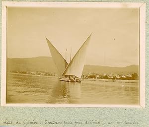 Suisse, Genève, Tartane sur le Lac de Genève, ca.1900, vintage citrate print